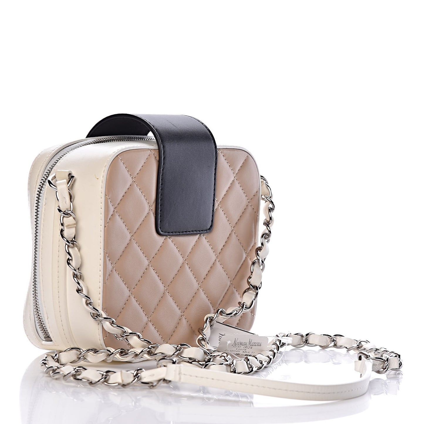 Lambskin Quilted Mini CC Box Camera Bag Beige White Black