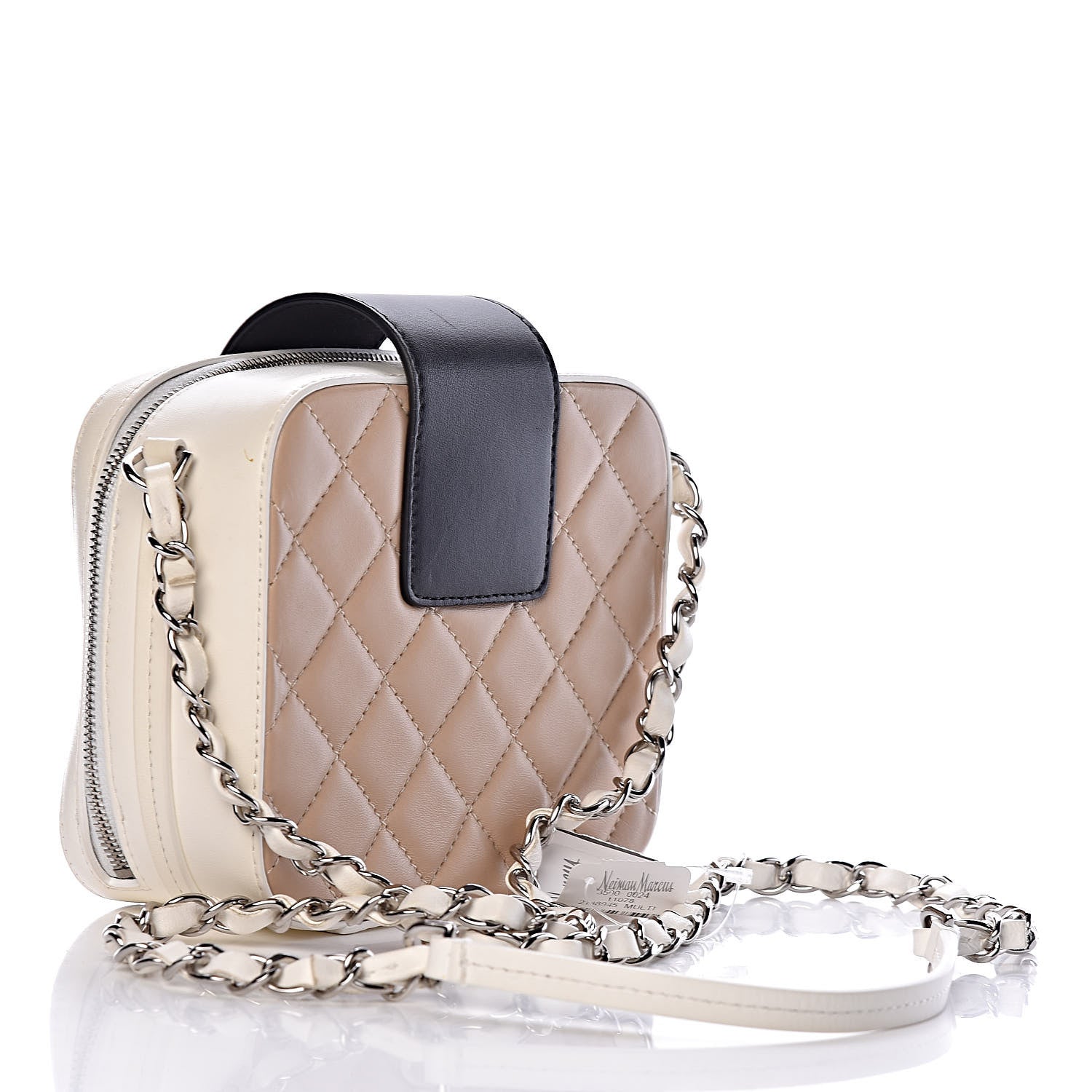 Chanel Lambskin Quilted Mini CC Box Camera Bag Beige White Black 3 of 13