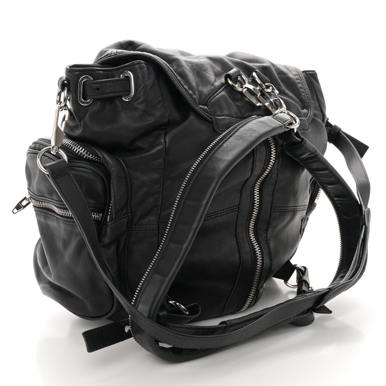 Alexander Wang Lambskin Marti Backpack Bag Washed Black Rhodium Hardware 3 of 9