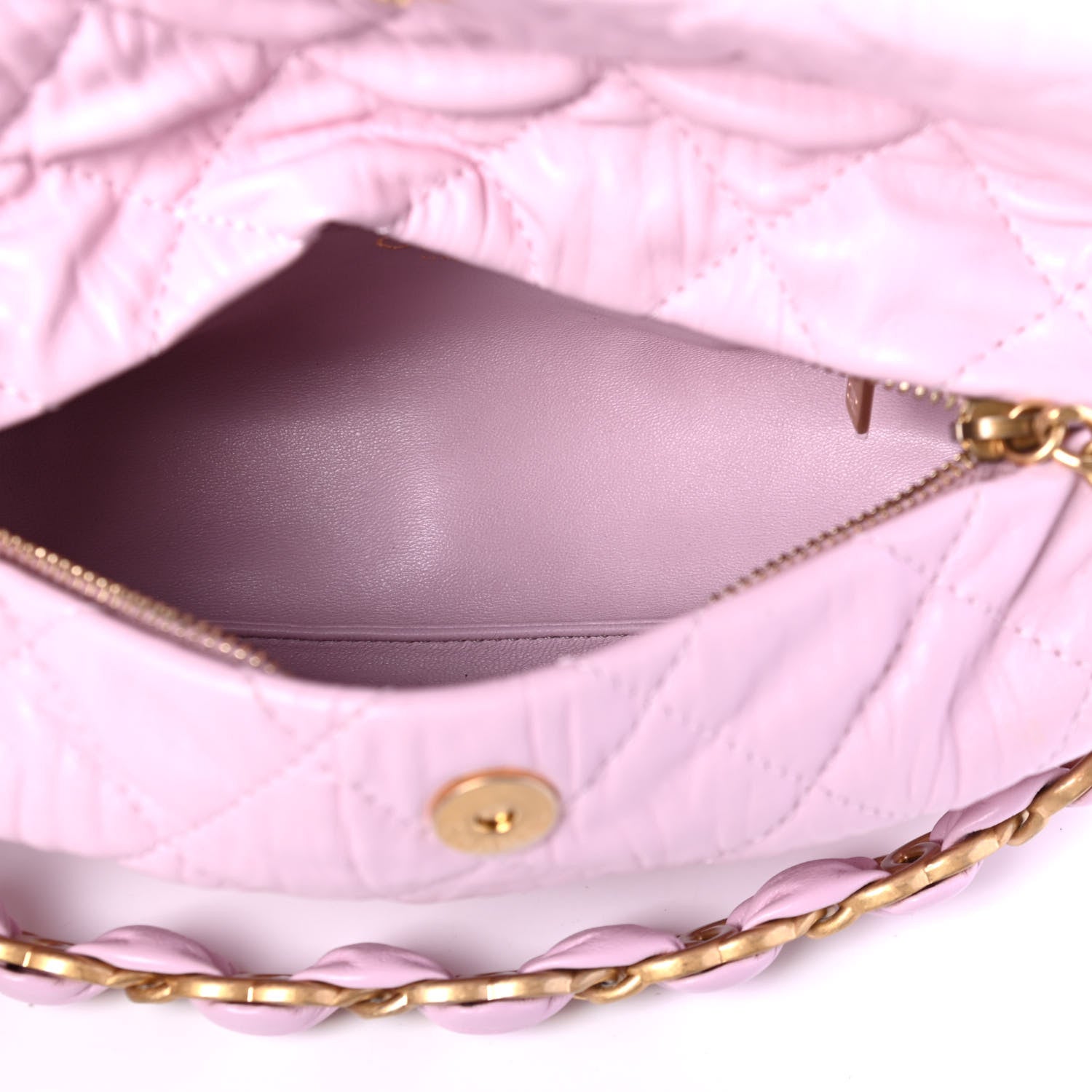 Chanel Crumpled Lambskin Quilted Small CC Links Shoulder Bag Pink 4 of 4