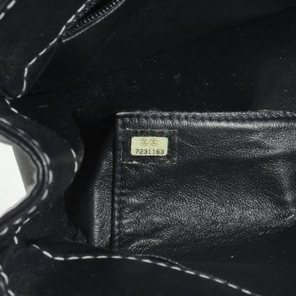 Chanel Leather Contrast Stitch Surpique Shoulder Bag Navy 8 of 8
