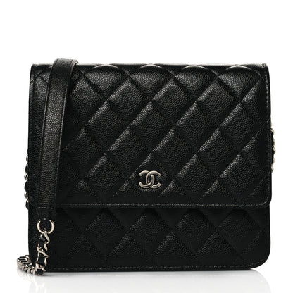 Chanel Caviar Quilted Square Wallet On Chain WOC Black 1 of 12