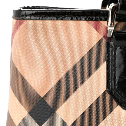 Burberry Patent Trim Nova Check Shopper Tote Black 17 of 21