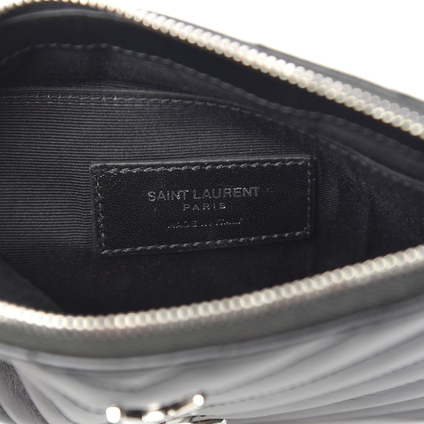 Calfskin Matelasse Chevron Monogram Pouch Black