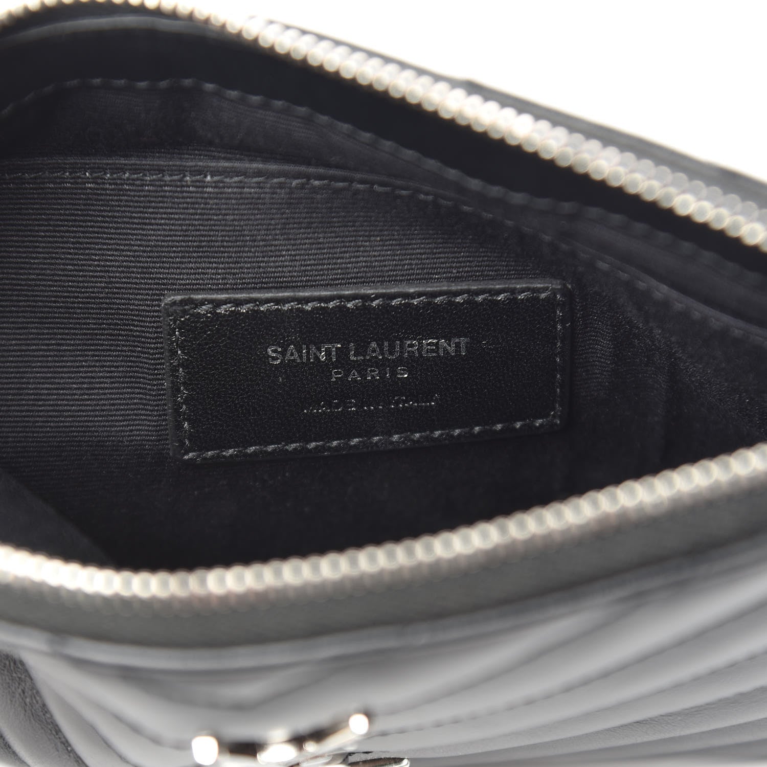Saint Laurent Calfskin Matelasse Chevron Monogram Pouch Black 6 of 8