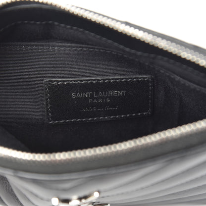 Saint Laurent Calfskin Matelasse Chevron Monogram Pouch Black 6 of 8