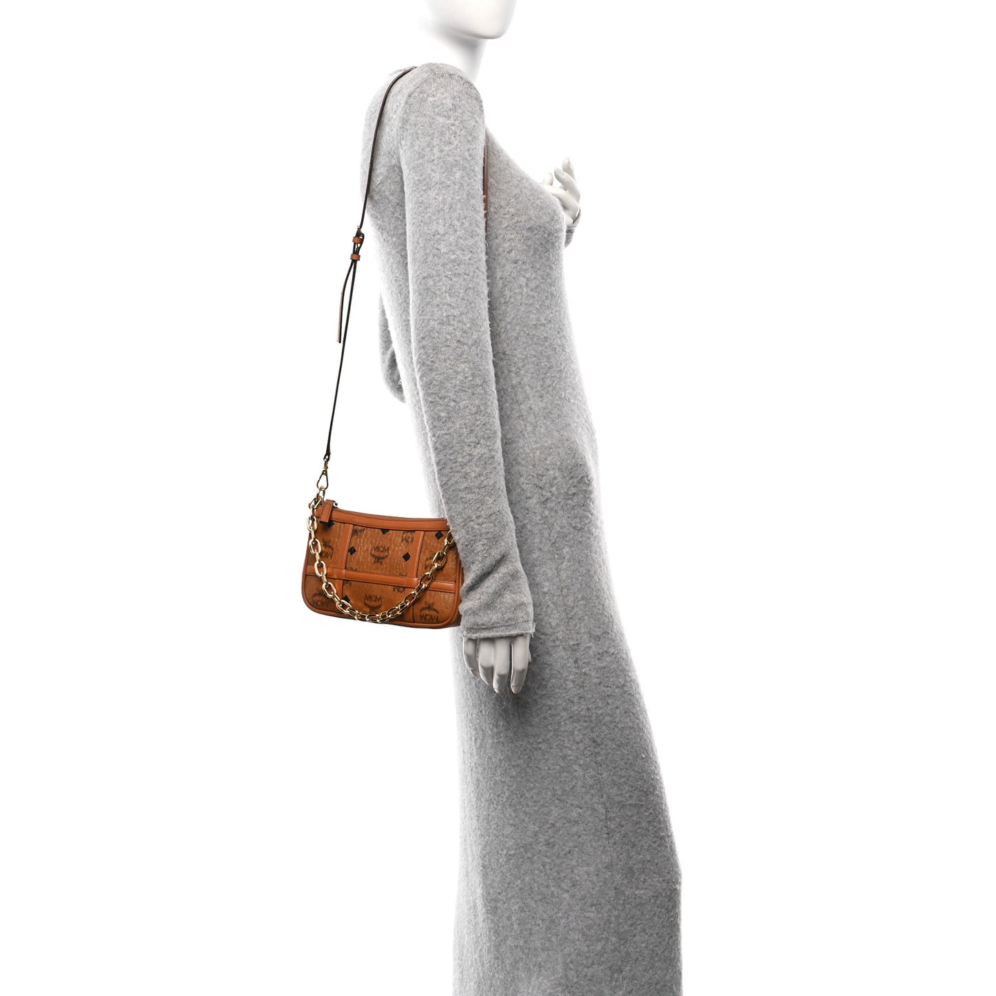Visetos Nappa Mini Delmy Chain Shoulder Bag Cognac