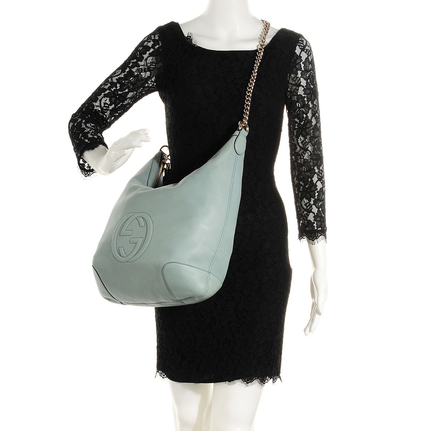Calfskin Medium Soho Chain Hobo Splash Blue