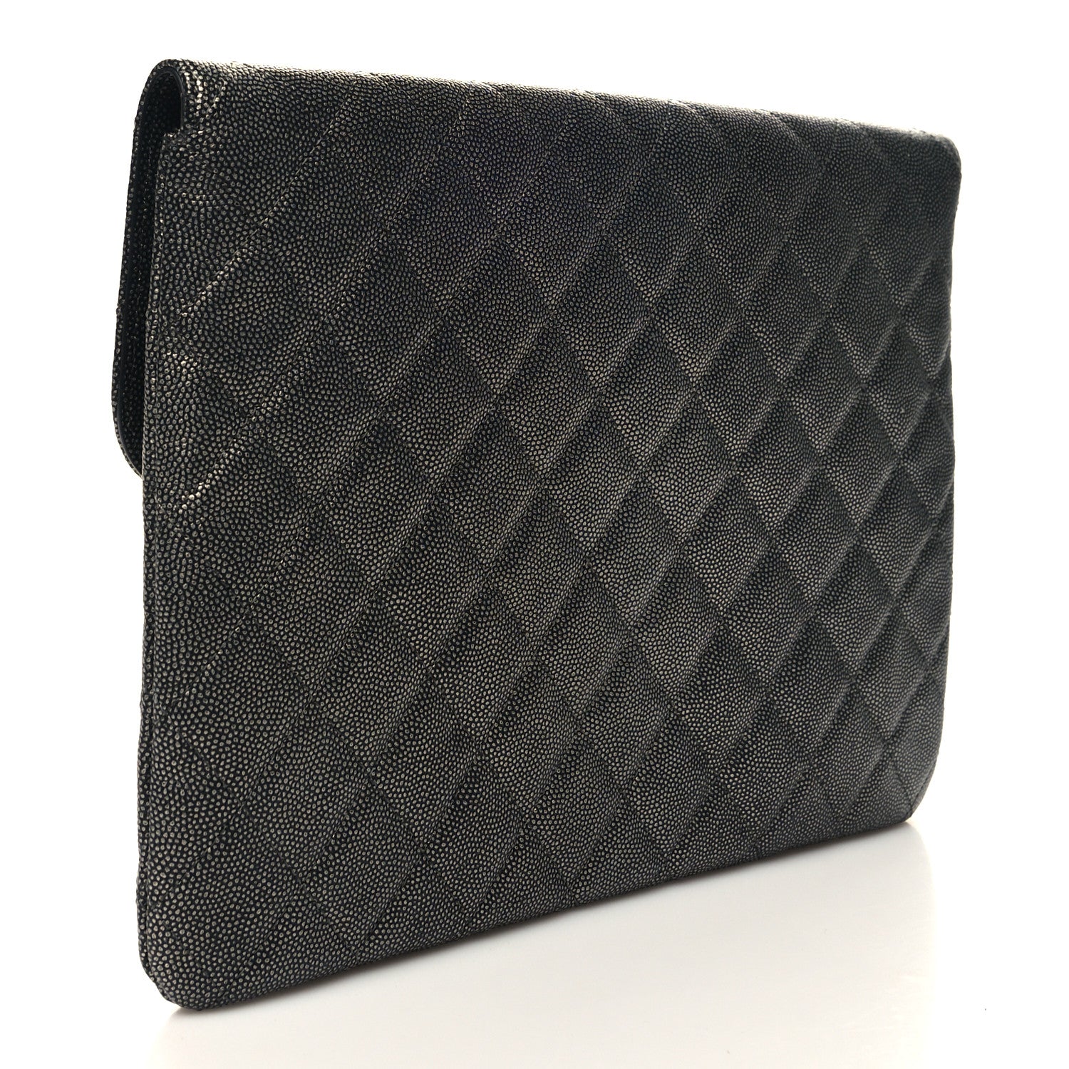 Chanel Metallic Caviar Quilted Medium Golden Class Pouch Dark Grey 3 of 12