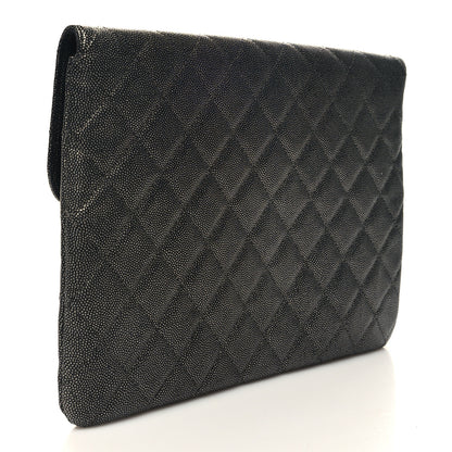 Chanel Metallic Caviar Quilted Medium Golden Class Pouch Dark Grey 3 of 12