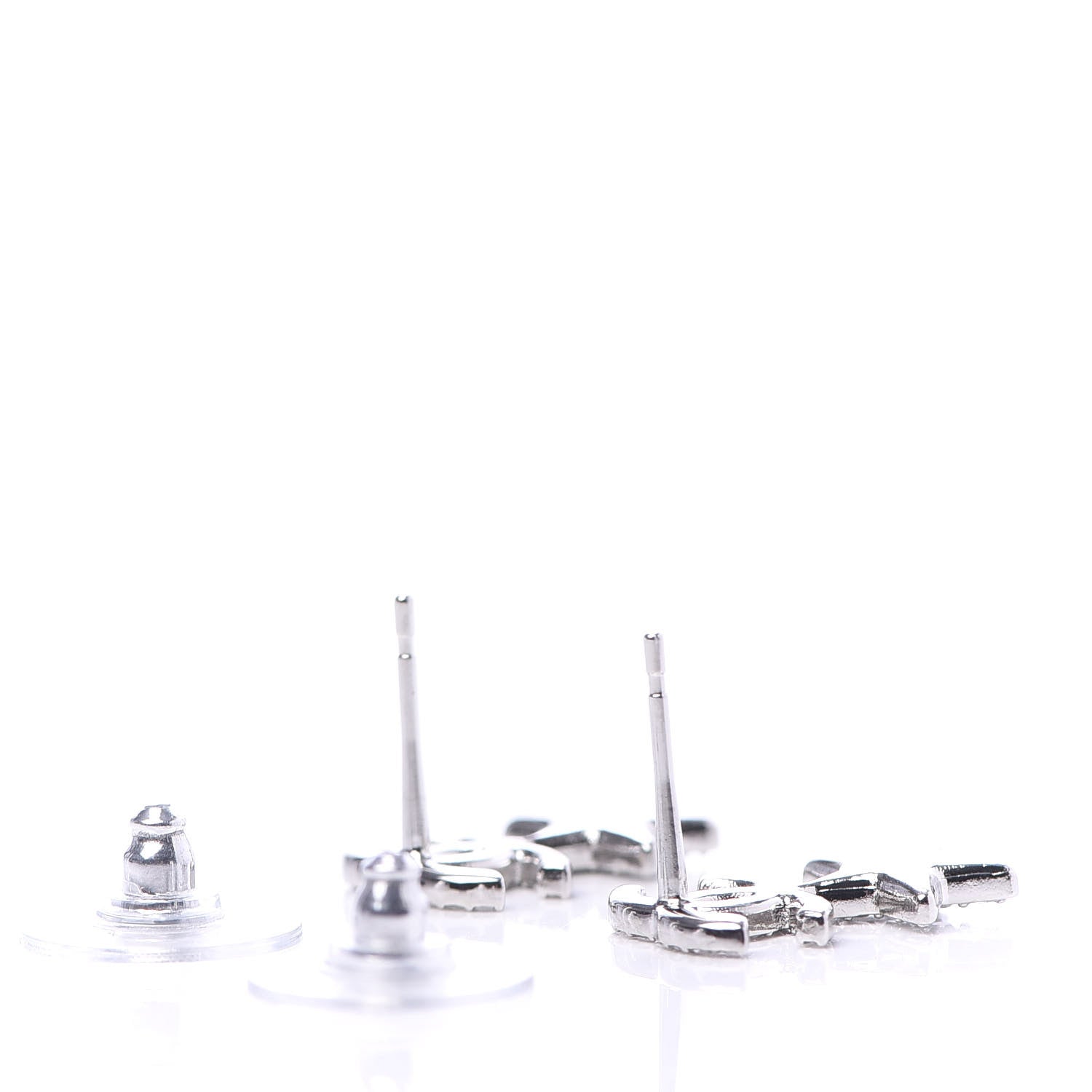 Chanel Crystal CC Star Earrings Silver 3 of 4