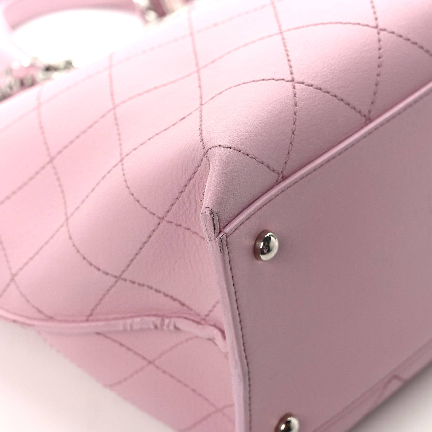 Chanel Calfskin Stitch Medium Ring My Bag Shopping Tote Pink 10 of 14