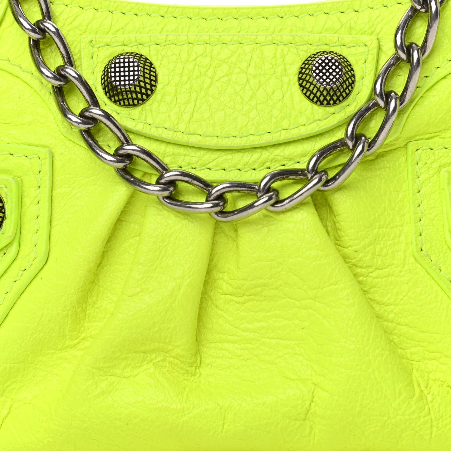 Agneau Arena Le Cagole Mini Purse With Chain Fluo Yellow