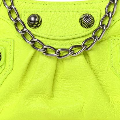 Balenciaga Agneau Arena Le Cagole Mini Purse With Chain Fluo Yellow 8 of 10