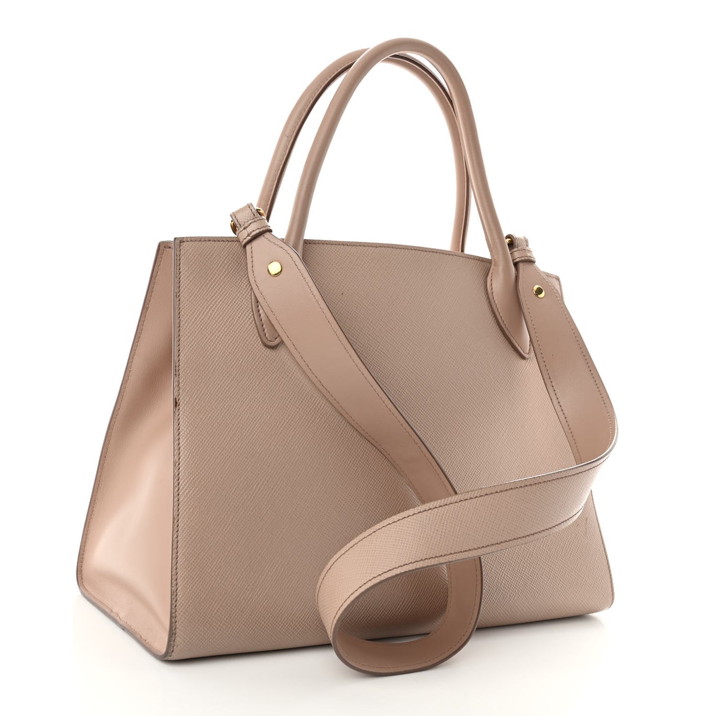 Saffiano Cuir Calfskin Medium Monochrome Top Handle Tote Cipria