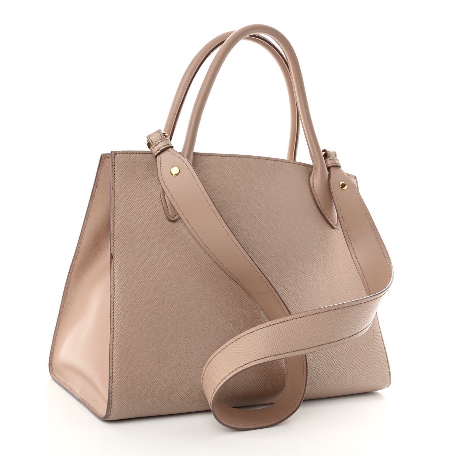 Prada Saffiano Cuir Calfskin Medium Monochrome Top Handle Tote Cipria 3 of 10