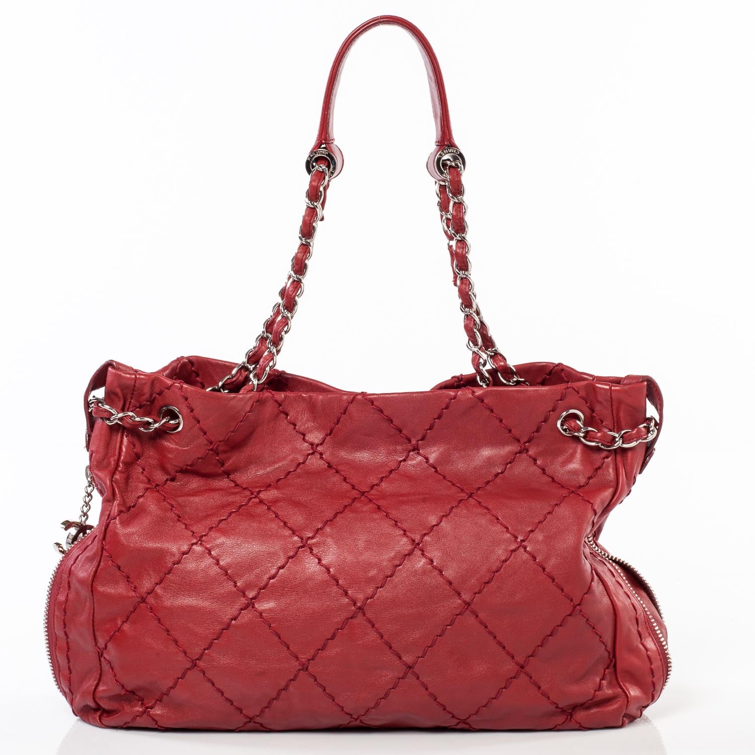 Chanel Lambskin Expandable Tote Red 4 of 10