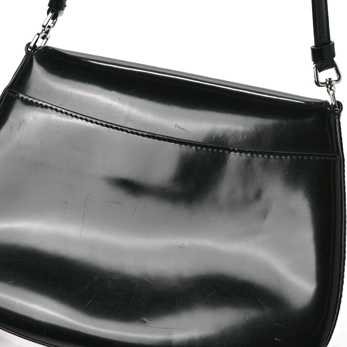 Spazzolato Cleo Flap Shoulder Bag Black