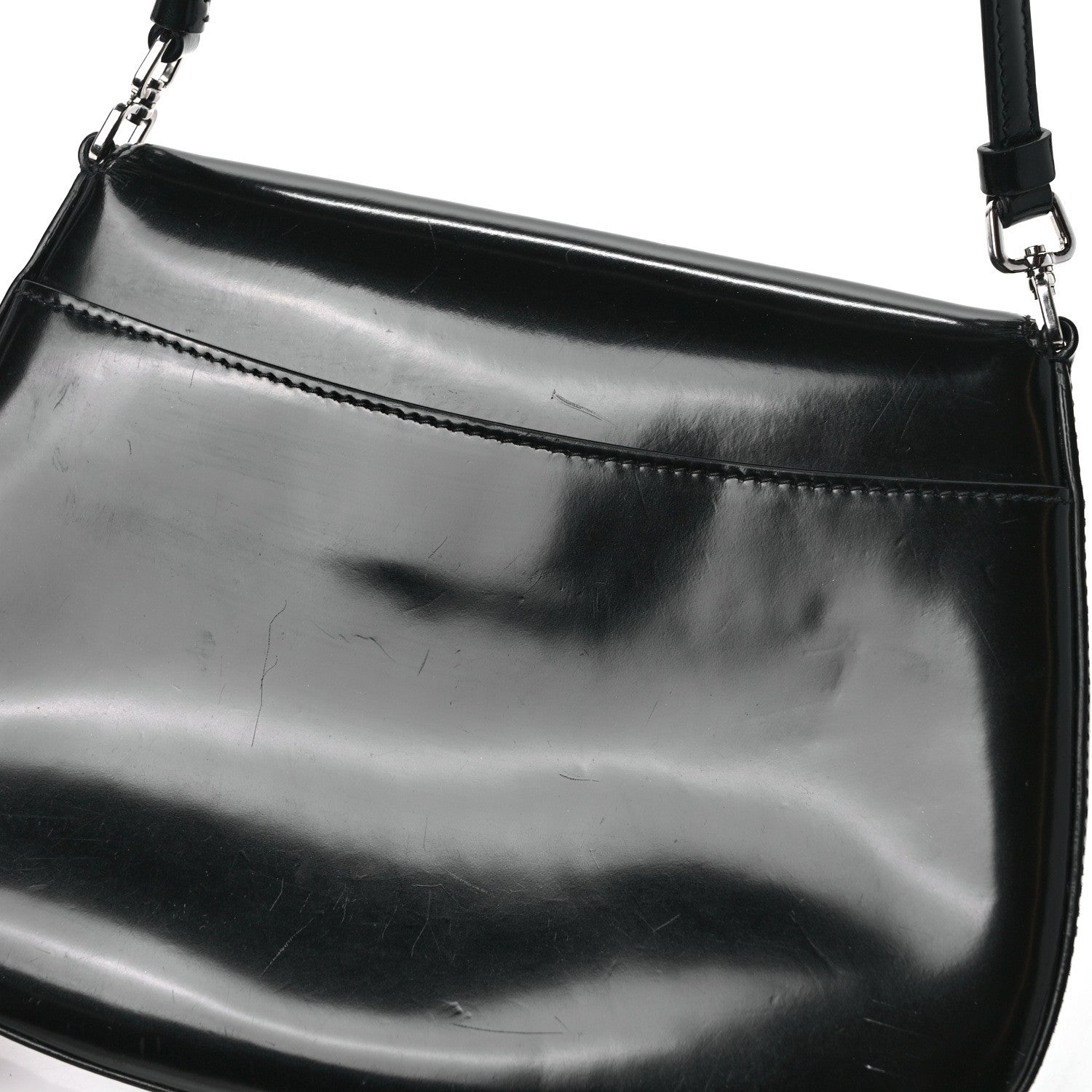 Prada Spazzolato Cleo Flap Shoulder Bag Black 12 of 13