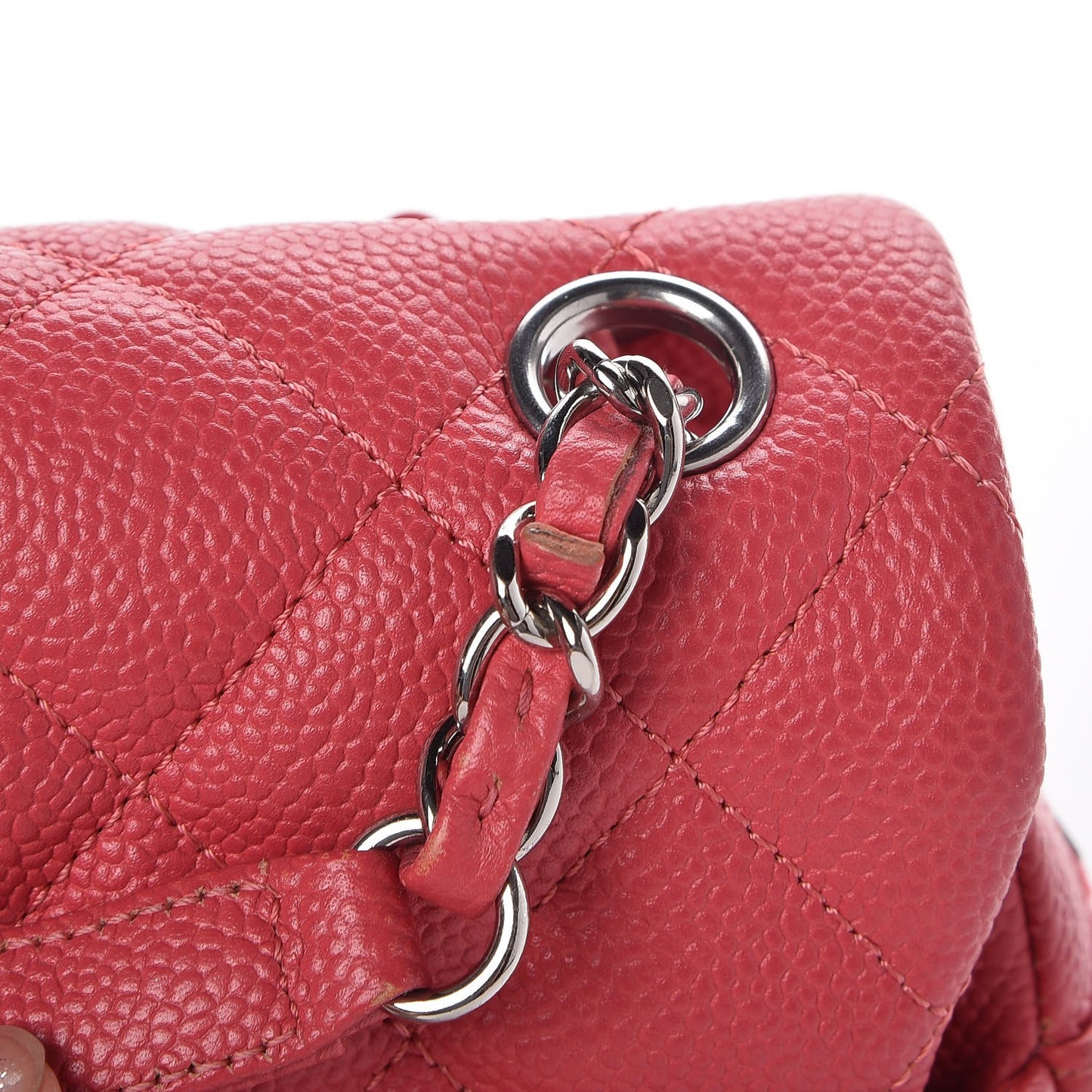 Caviar Quilted Medium Easy Flap Coral