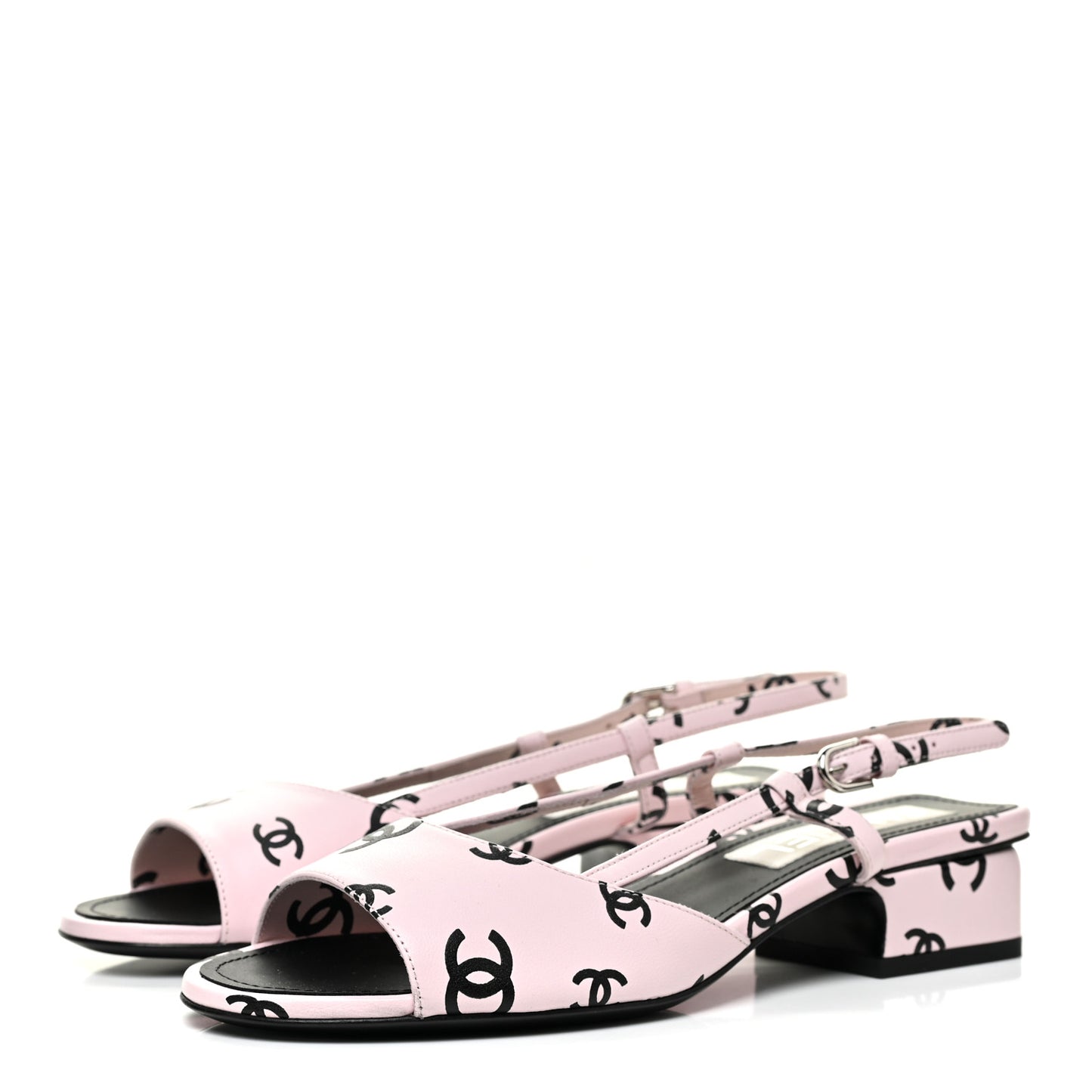 Printed Lambskin Coco Beach Sligback Sandals 37.5 Light Pink Black