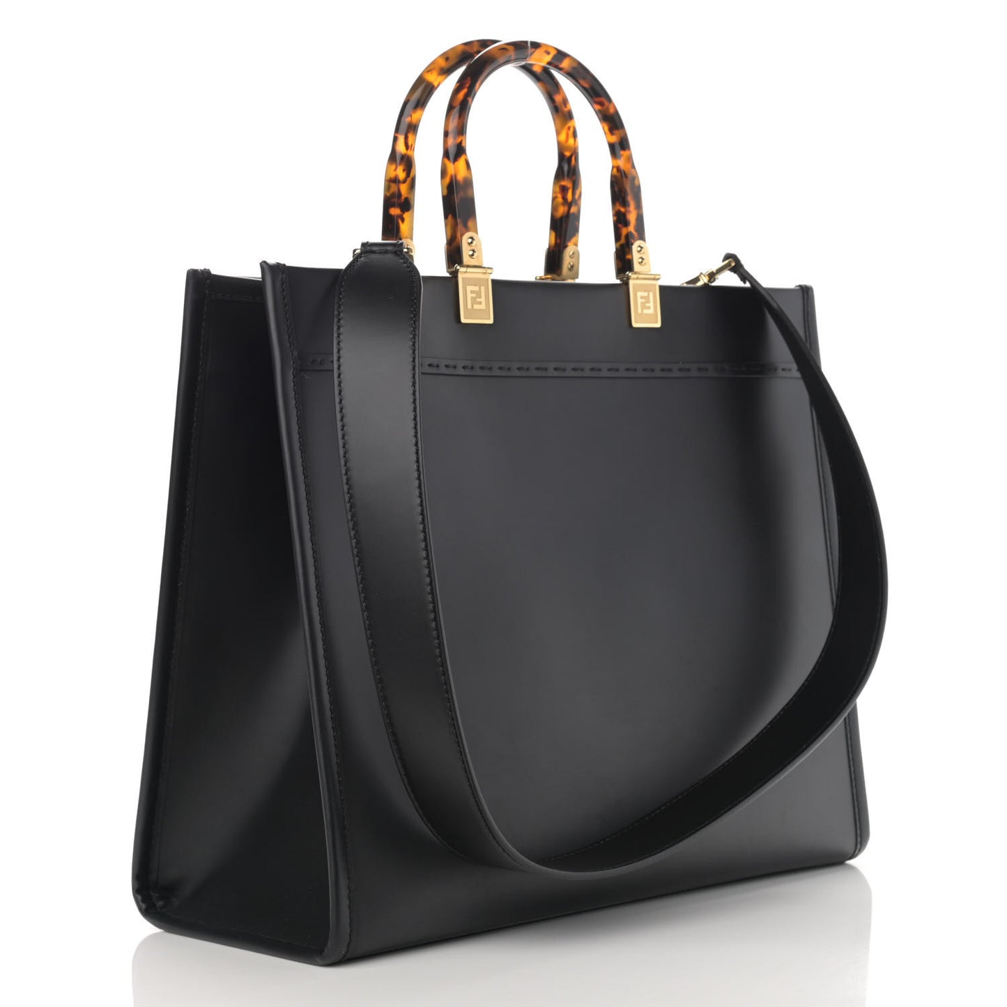 Vitello King Plexiglass Medium Fendi Sunshine Shopper Tote Black