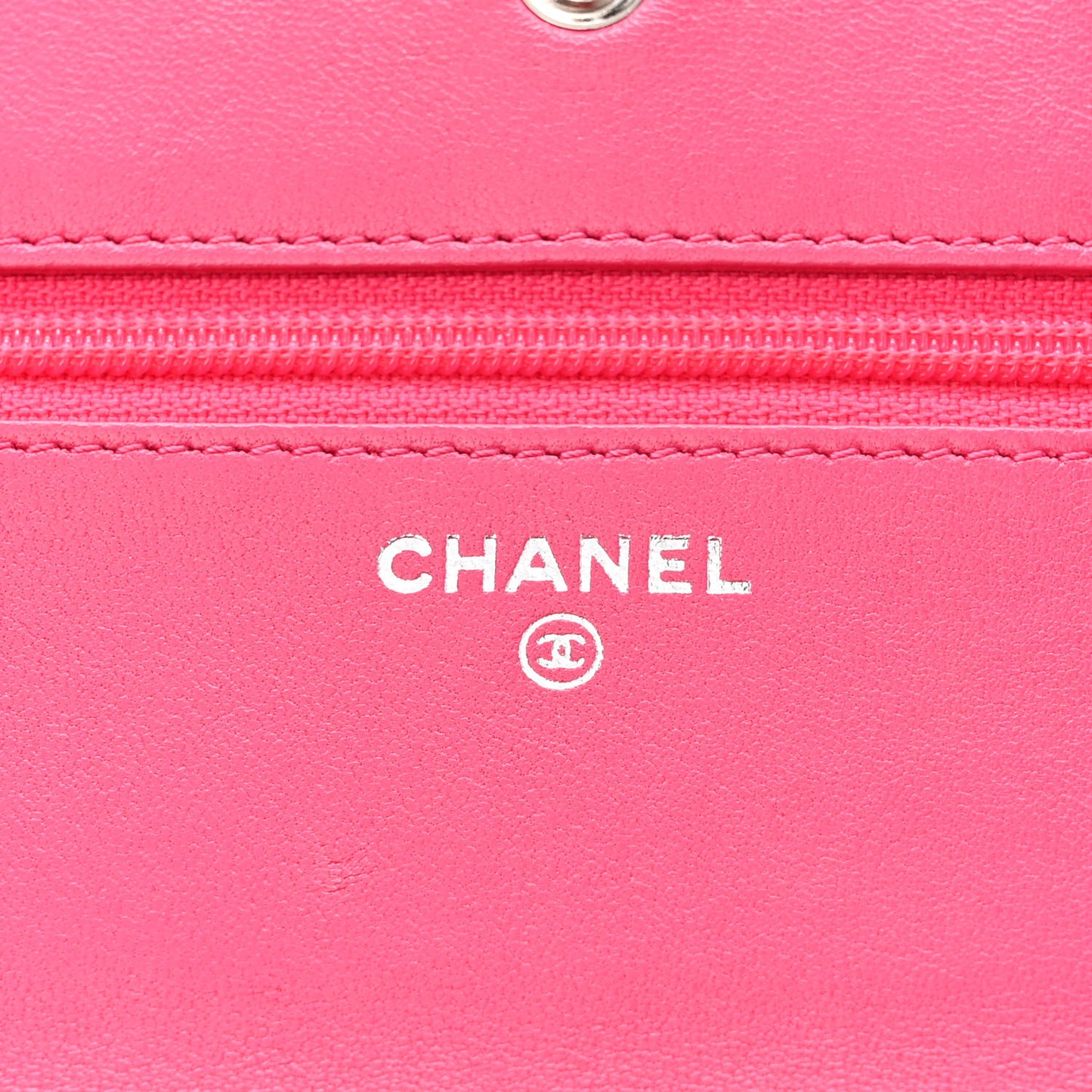 Lambskin Quilted Wallet on Chain WOC Dark Pink