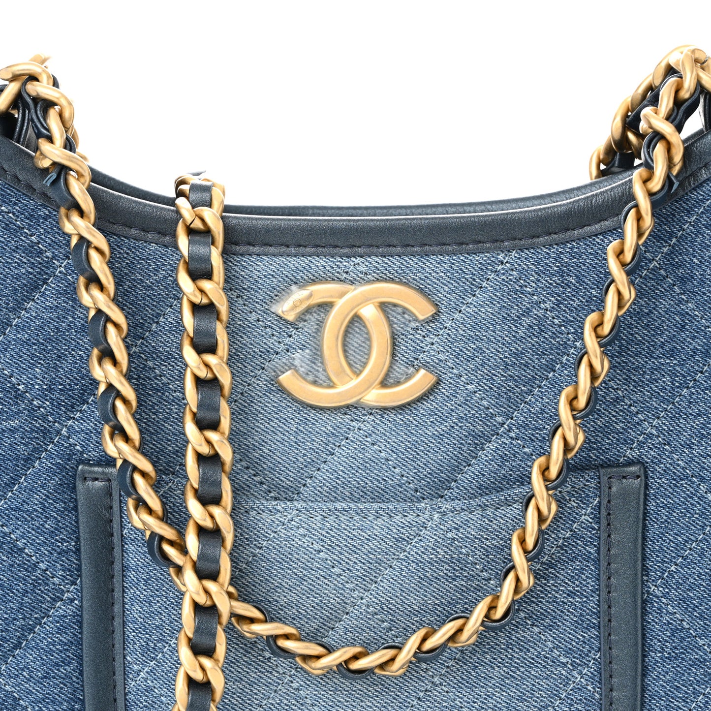 Washed Denim Quilted Small Hobo Blue