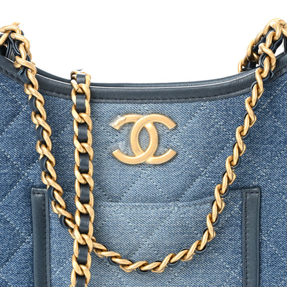 Chanel Washed Denim Quilted Small Hobo Blue 8 of 10