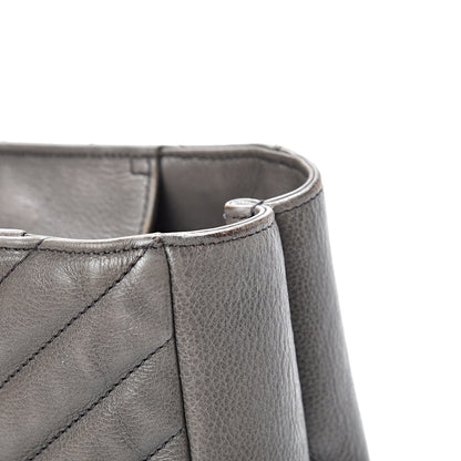 Saint Laurent Sheepskin Matelasse Chevron Large Monogram Shopping Bag Light Coal 18 of 21