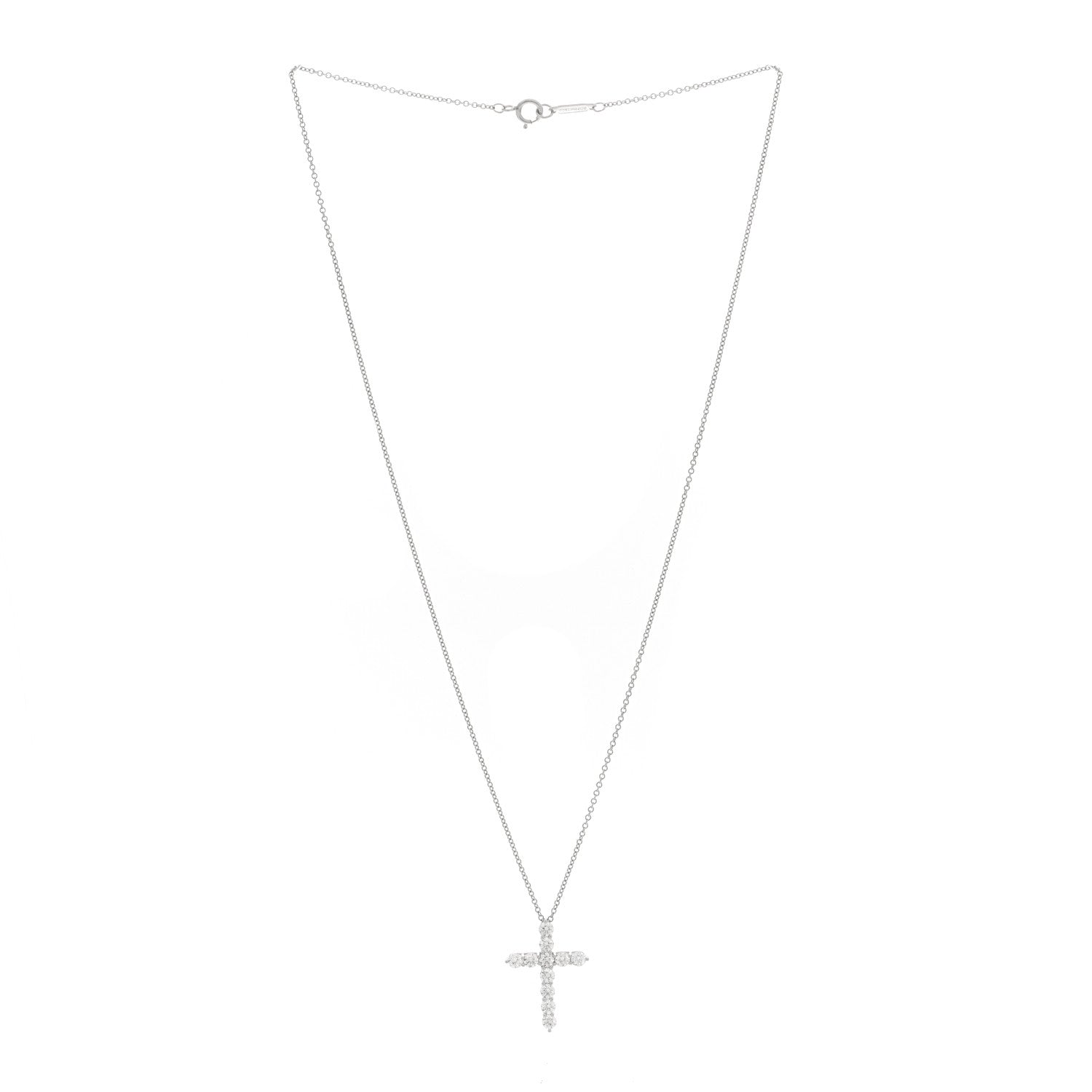 Tiffany Platinum Diamond Medium Cross Pendant Necklace 3 of 6