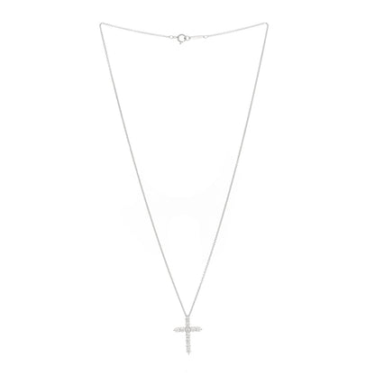 Tiffany Platinum Diamond Medium Cross Pendant Necklace 3 of 6