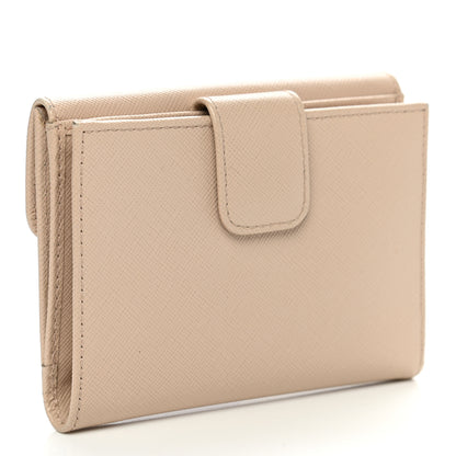 Prada Saffiano Compact Flap Wallet Cammeo 3 of 12