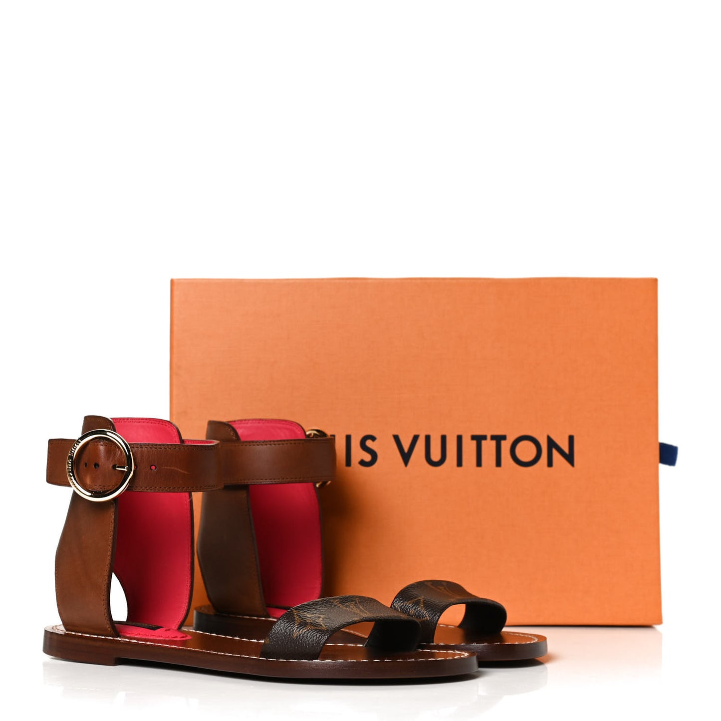 Calfskin Monogram Ocean Drive Flat Sandals 37.5 Cognac