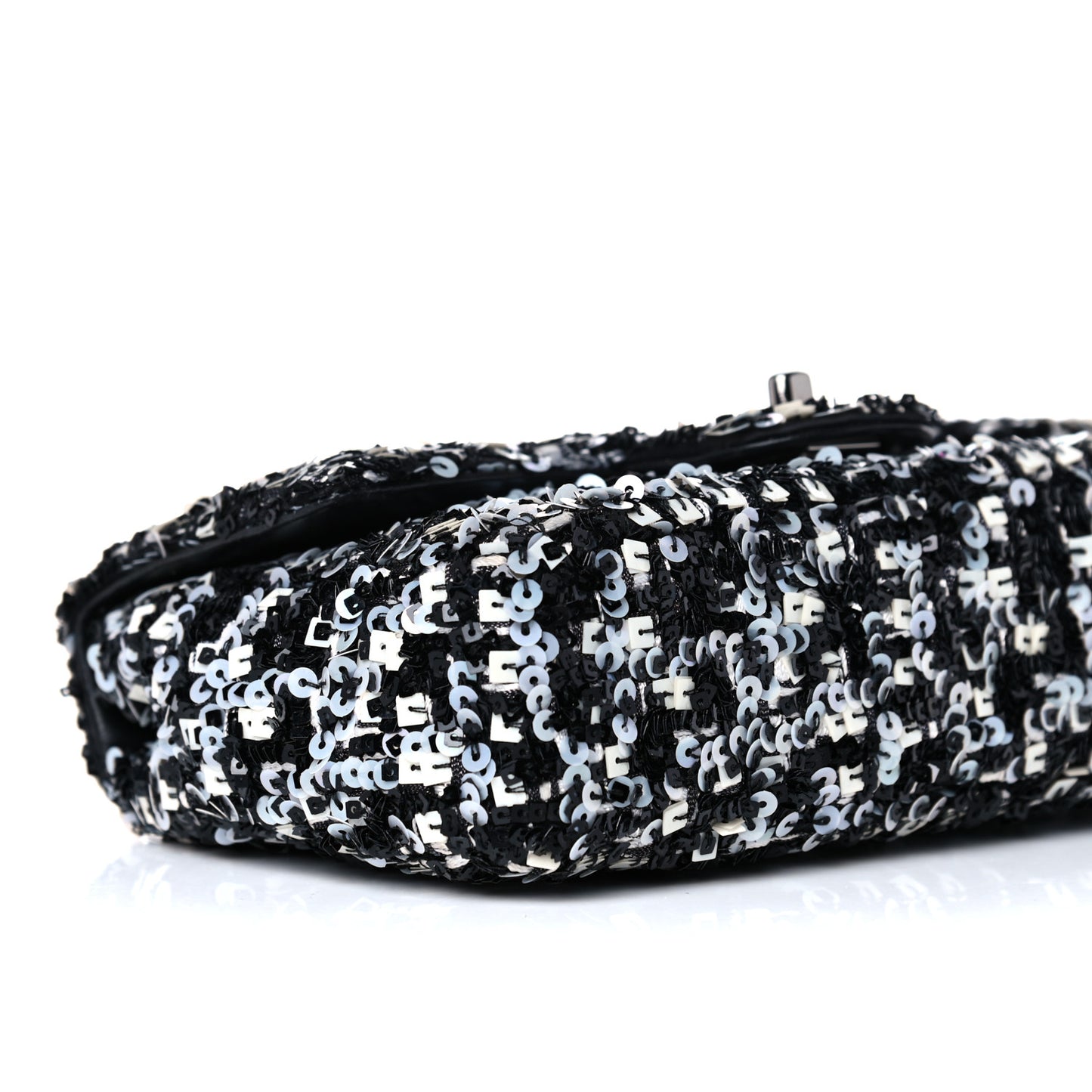 Sequin Mini Rectangular Flap Black White