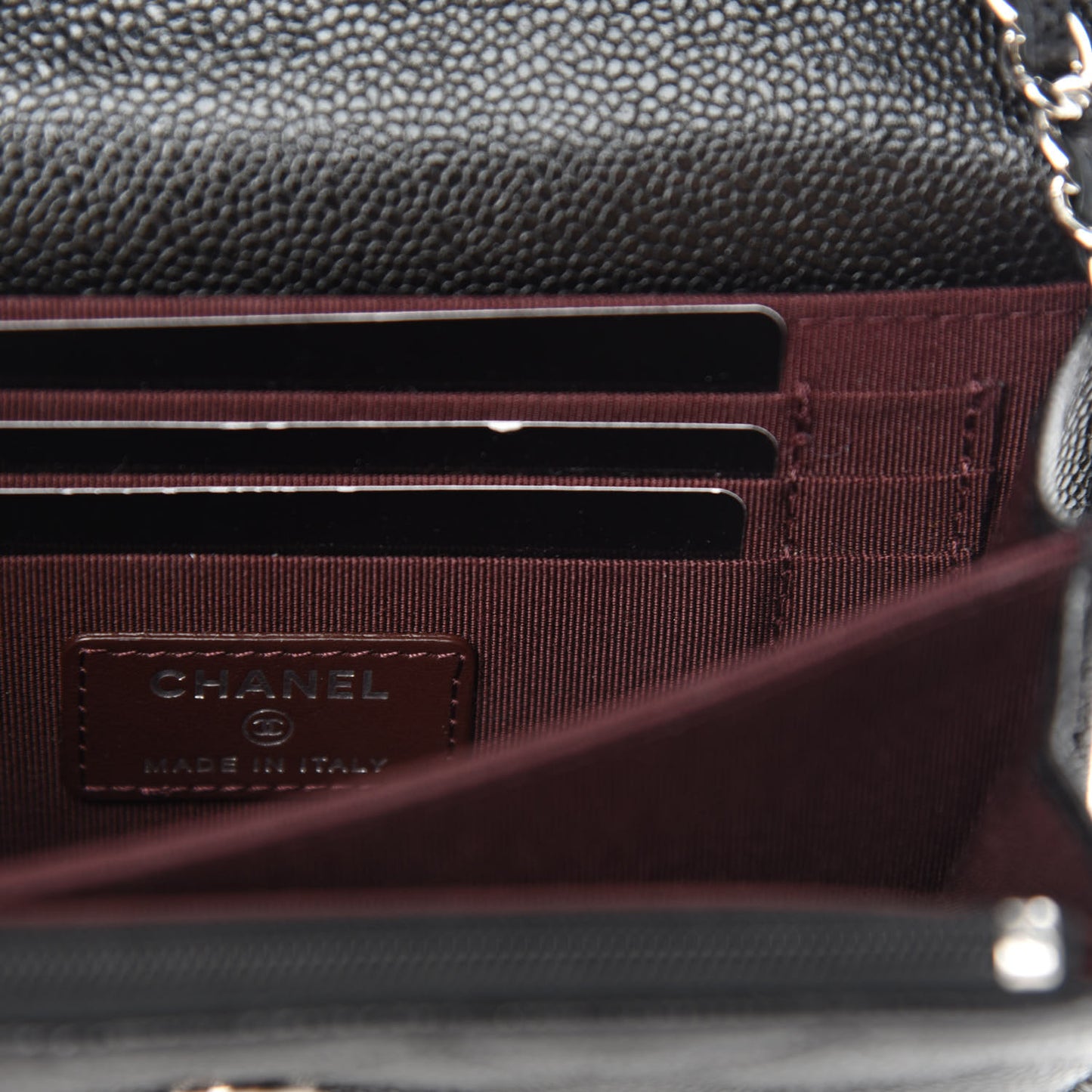 Caviar Quilted Mini Wallet On Chain WOC Black