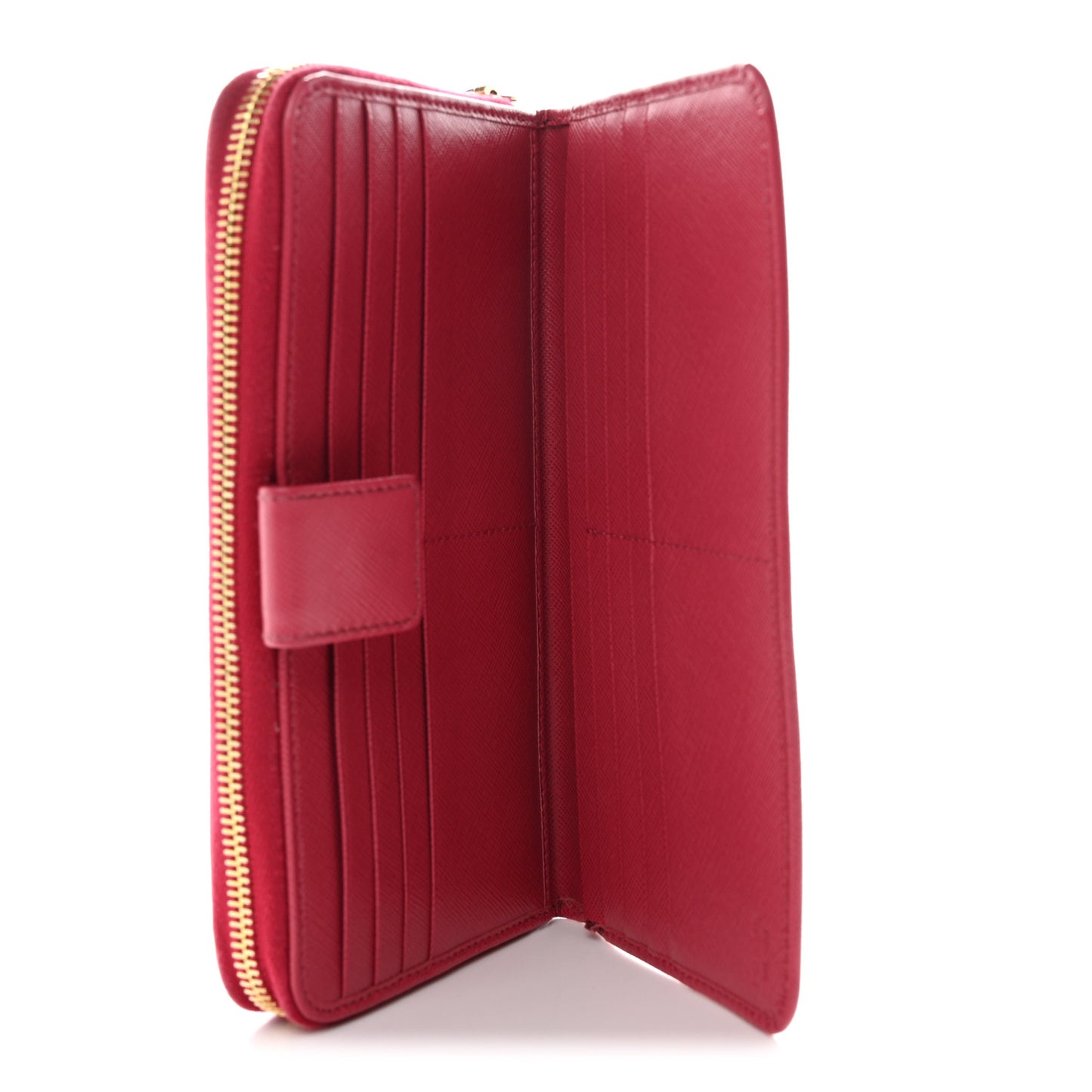 Saffiano Metal Zip Around Organizer Wallet Peonia