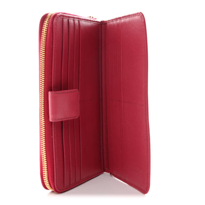 Prada Saffiano Metal Zip Around Organizer Wallet Peonia 5 of 12
