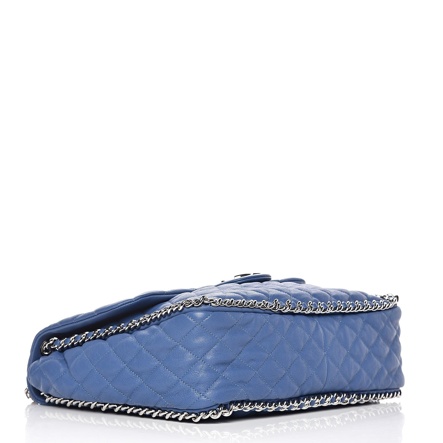 Chanel Washed Lambskin Quilted Chain Around Maxi Flap Light Blue 4 of 14