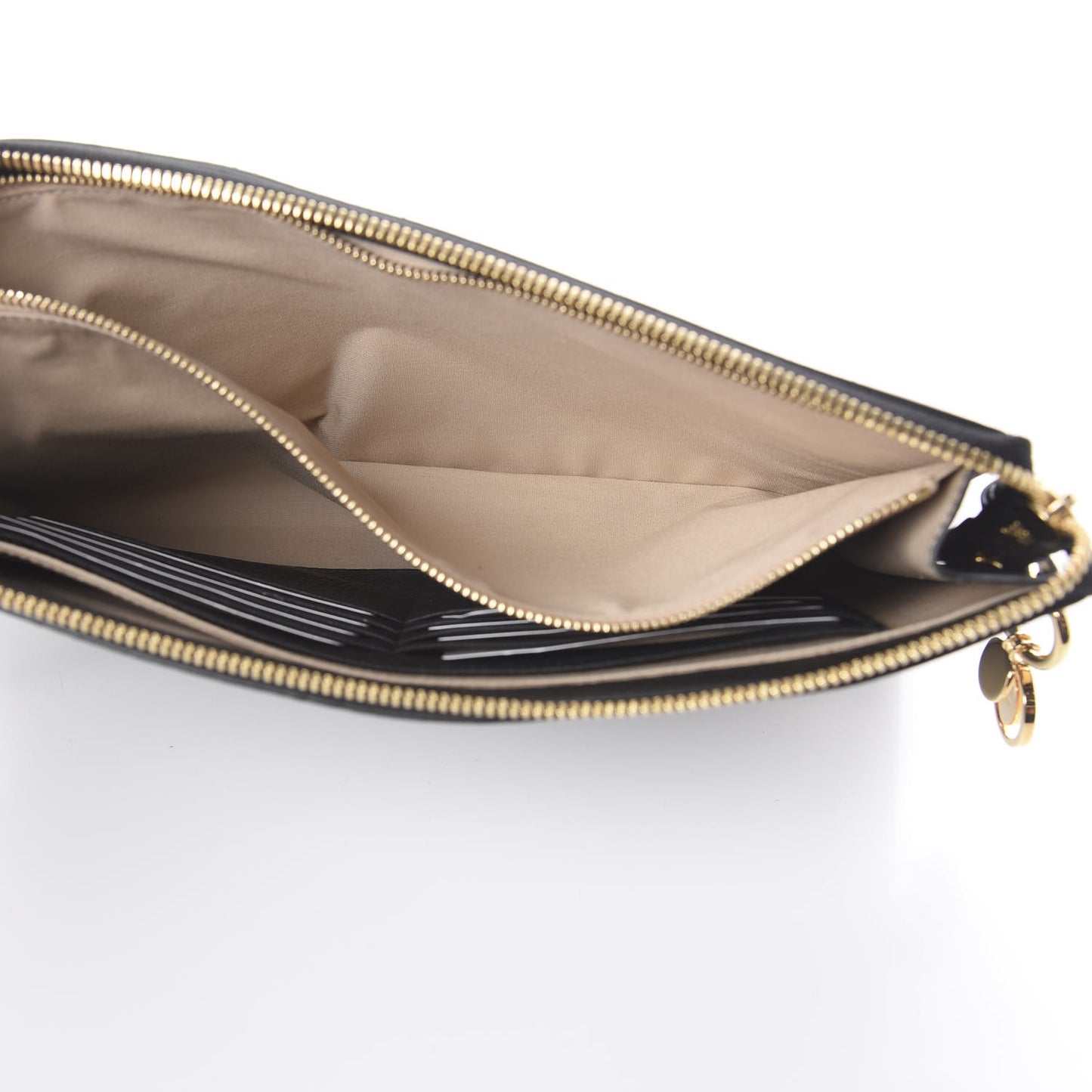 Calfskin Alphabet Flat Pouch Clutch Black