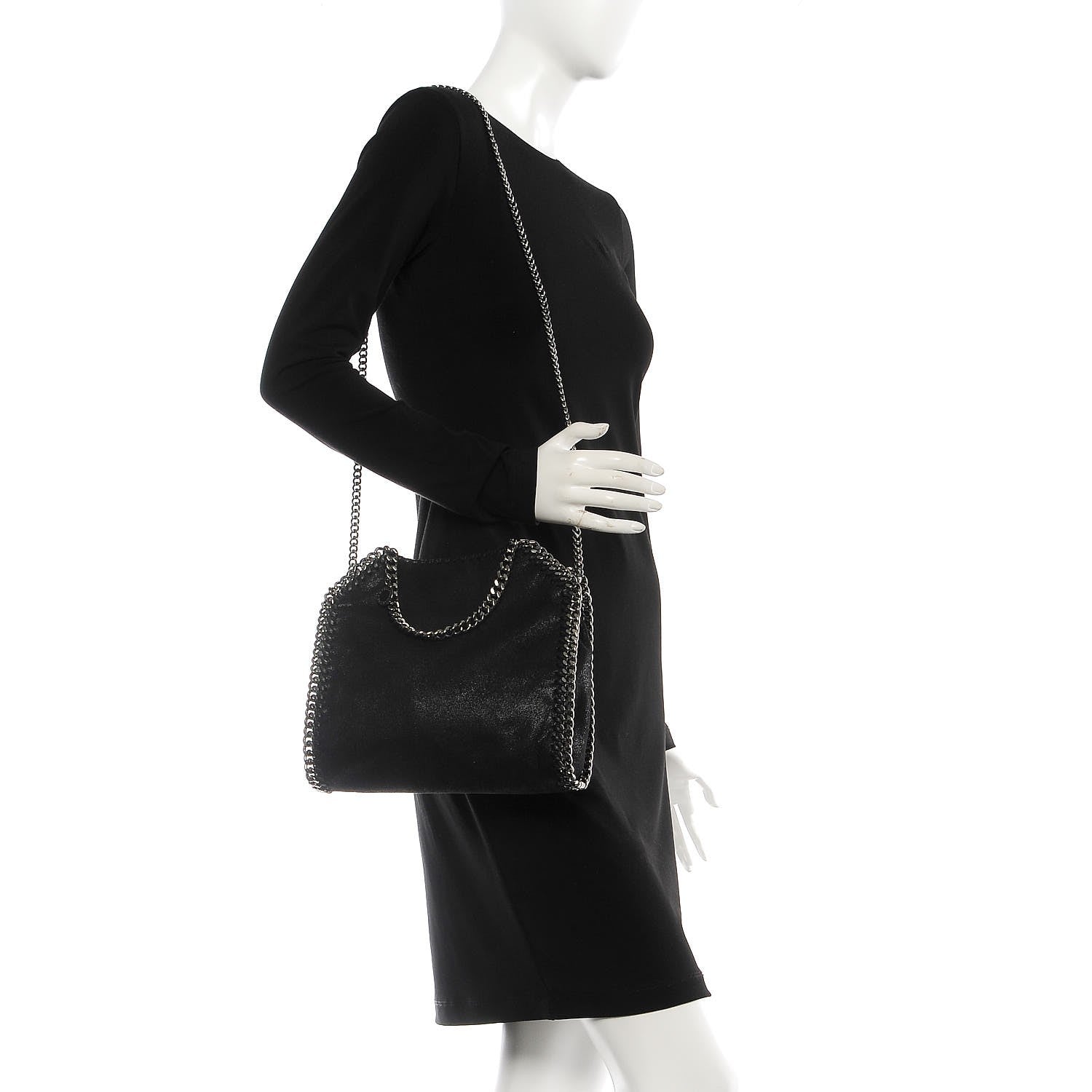Stella McCartney Shaggy Deer Mini Falabella Fold Over Tote Black 3 of 8