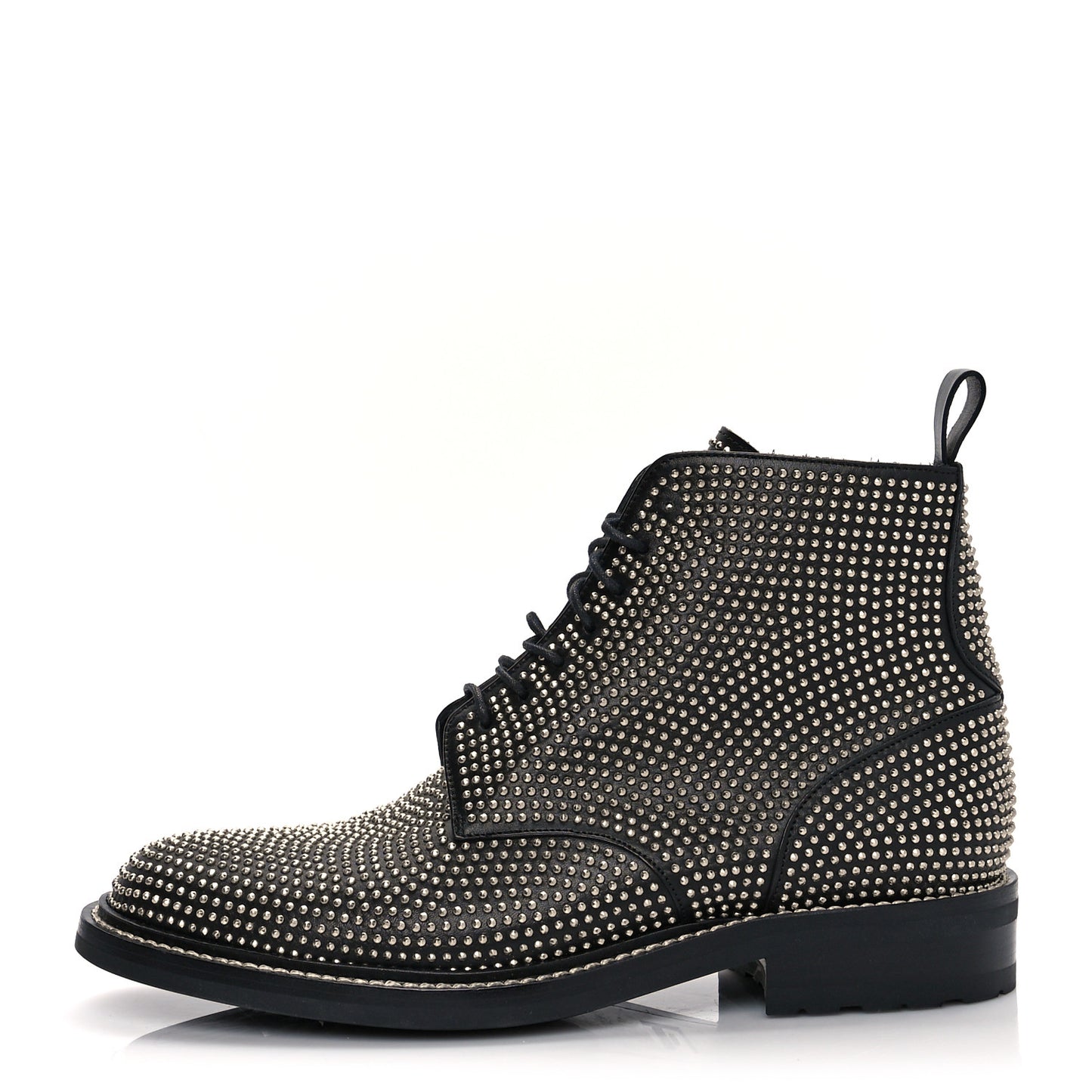 Calfskin Mens Studded Lace Up Boots 41.5 Black