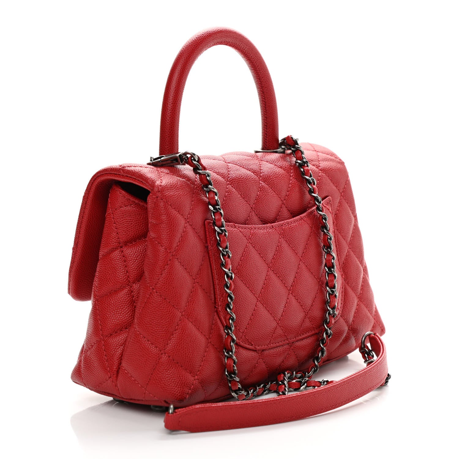 Chanel Caviar Quilted Mini Coco Handle Flap Dark Red 3 of 10