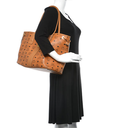 MCM Visetos Medium Liz Reversible Shopper Tote Cognac 3 of 14