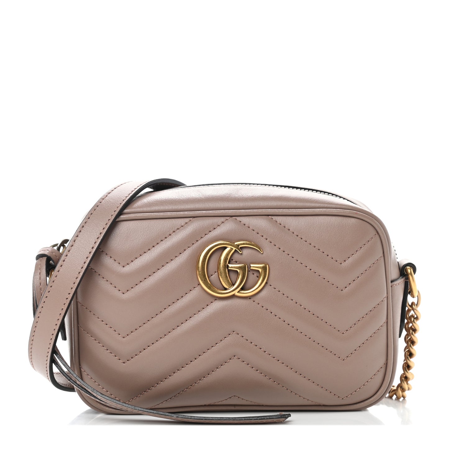 Calfskin Matelasse Mini GG Marmont Chain Shoulder Bag Porcelain Rose