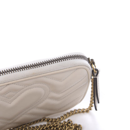 Gucci Calfskin Matelasse Mini GG Marmont Chain Crossbody Bag White 11 of 13
