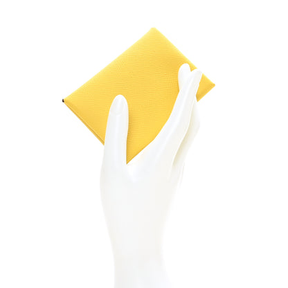 Hermes Epsom Calvi Duo Card Case Jaune De Naples 2 of 8