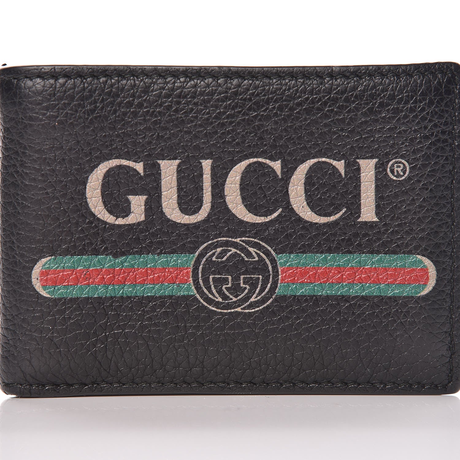 Gucci Cripto Calfskin Logo Bi-Fold Short Wallet Black Grege 10 of 12