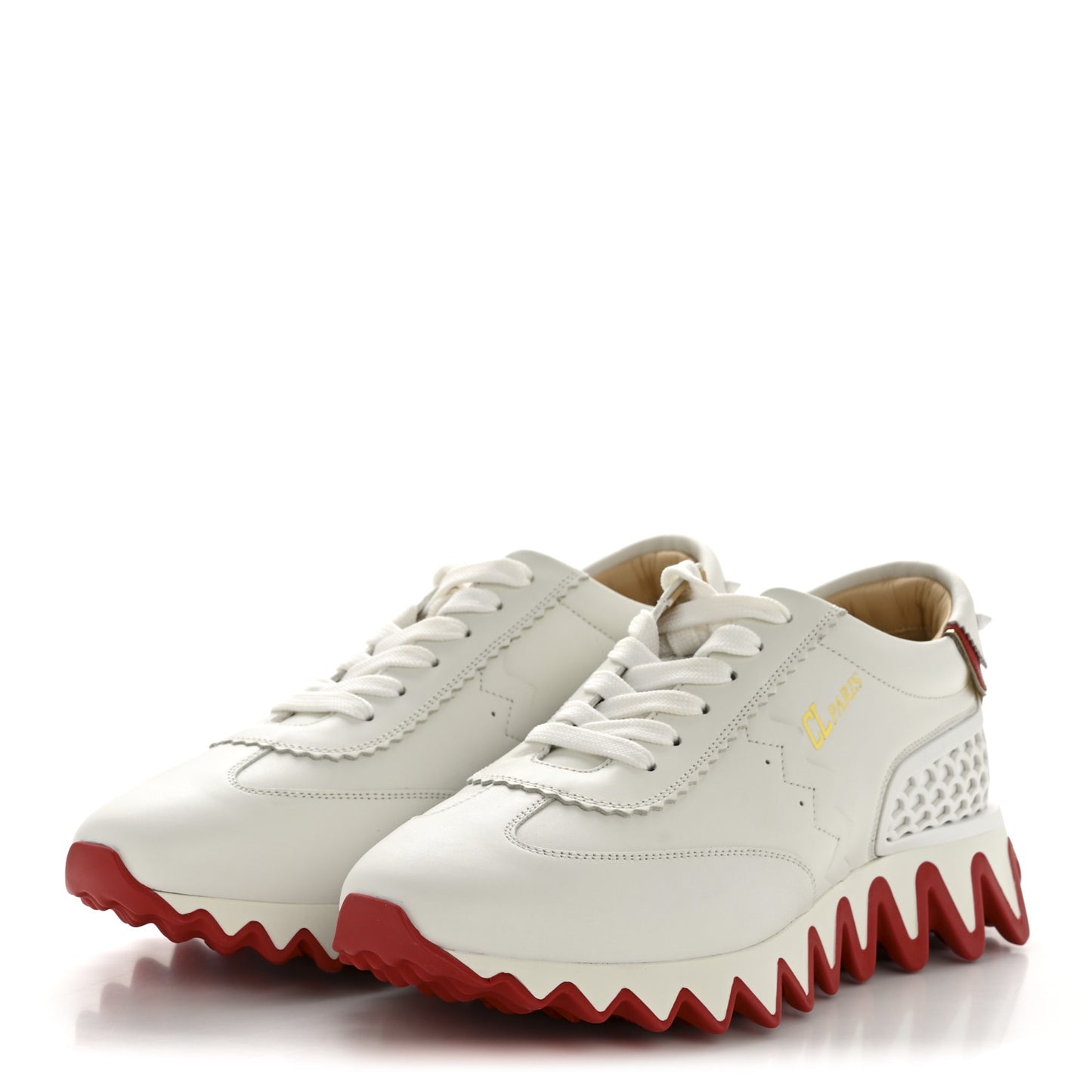 Calfskin Neoprene Womens Loubishark Sneakers 40.5 White