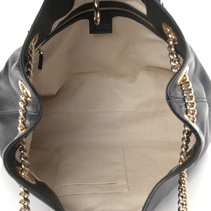 Gucci Pebbled Calfskin Medium Soho Chain Shoulder Bag Black 5 of 9